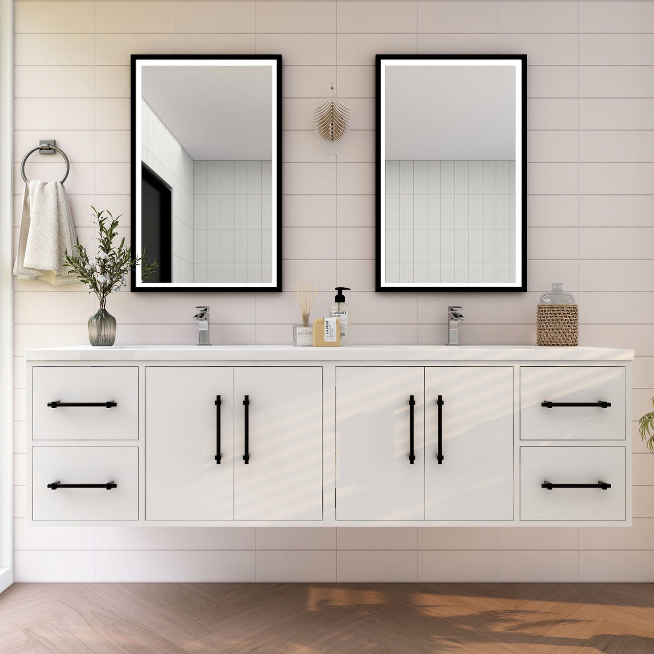 Victoria 72" Wall Mounted Vanity with Double Sink