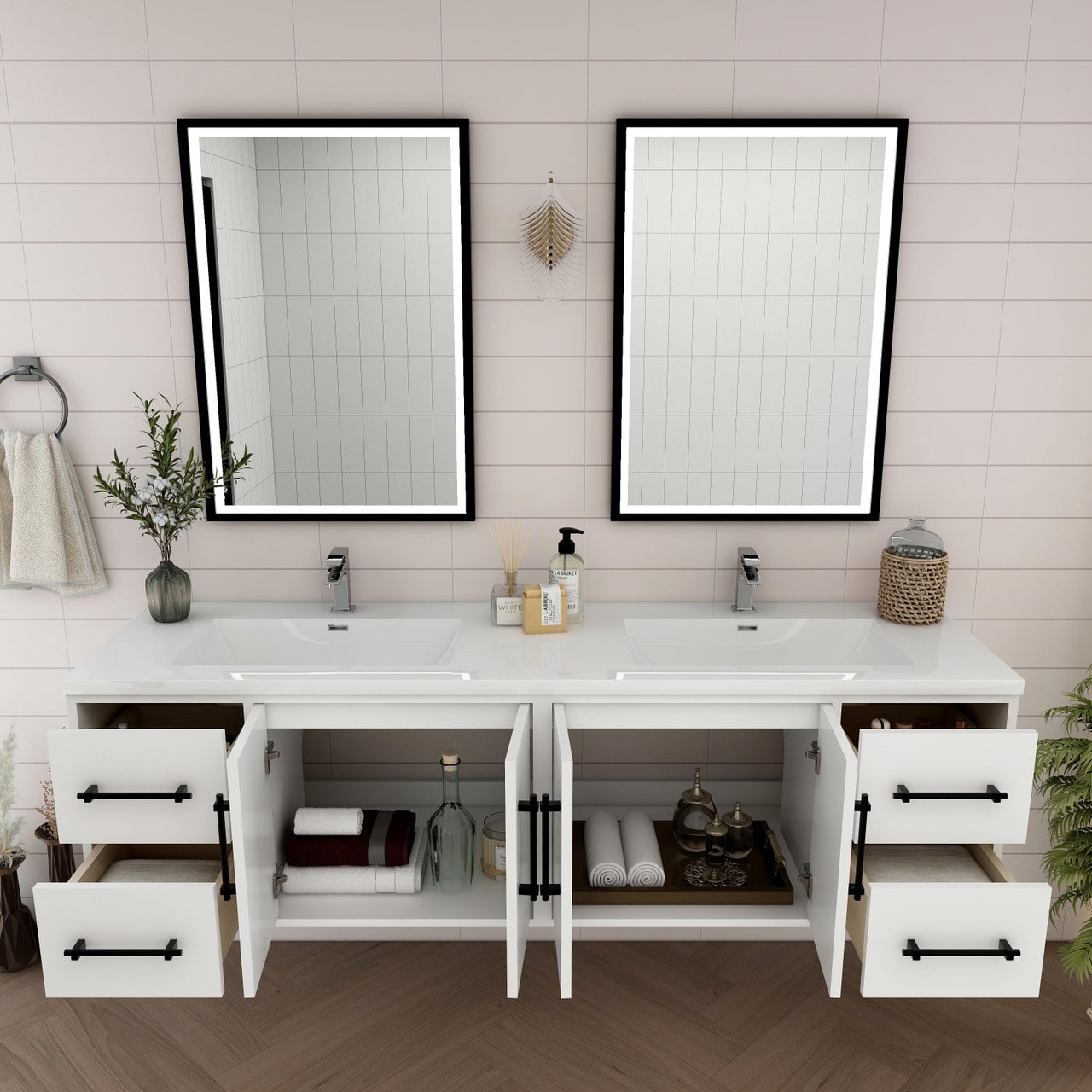 Victoria 72" Wall Mounted Vanity with Double Sink