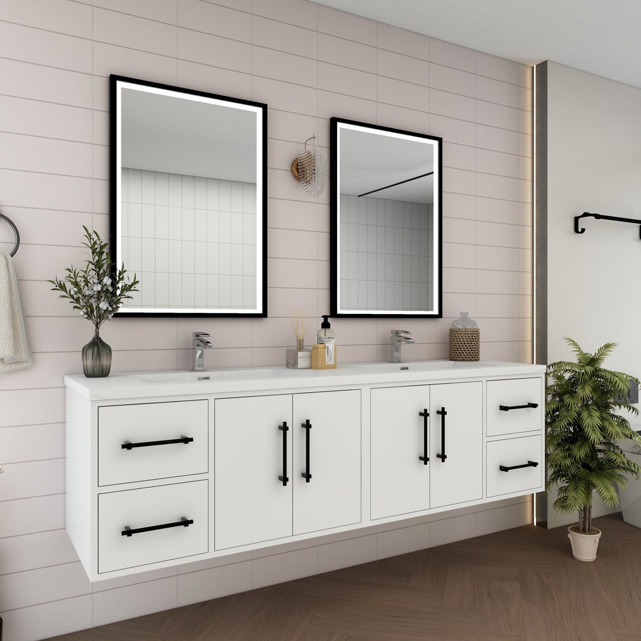 Victoria 72" Wall Mounted Vanity with Double Sink