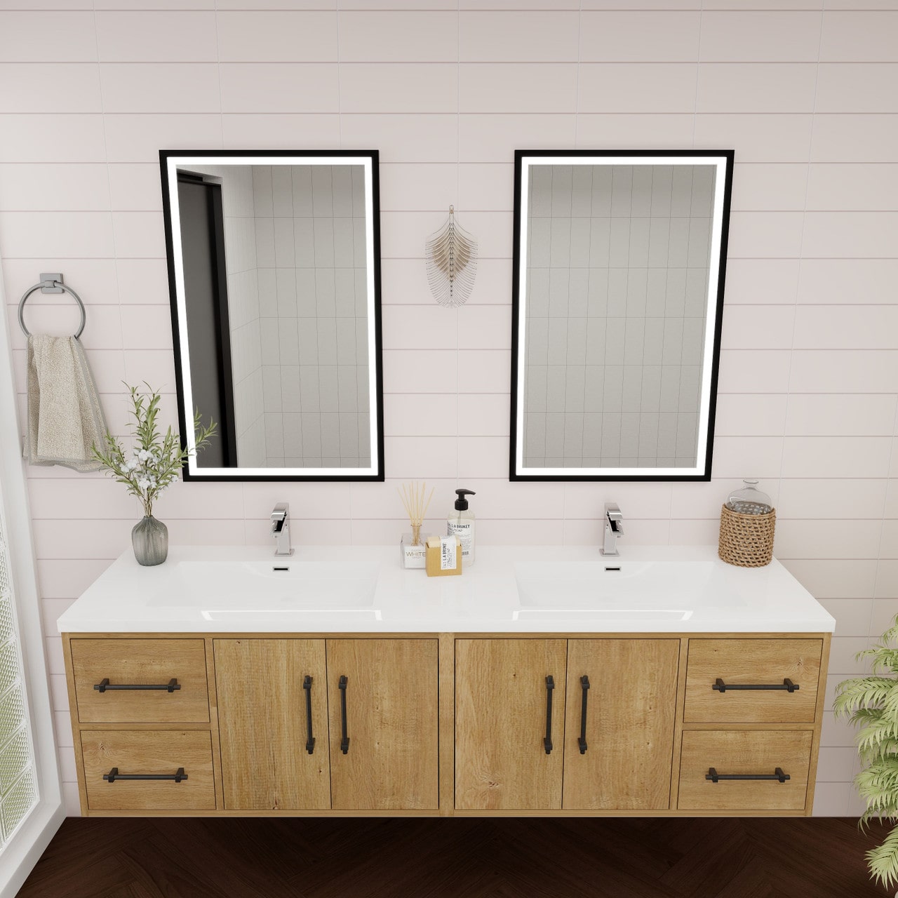 Victoria 72" Wall Mounted Vanity with Double Sink