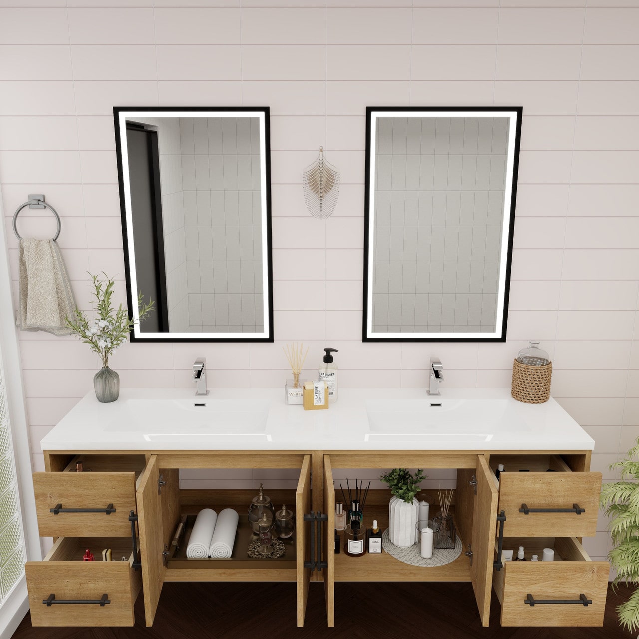 Victoria 72" Wall Mounted Vanity with Double Sink