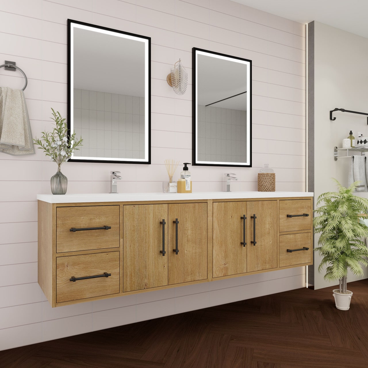 Victoria 72" Wall Mounted Vanity with Double Sink