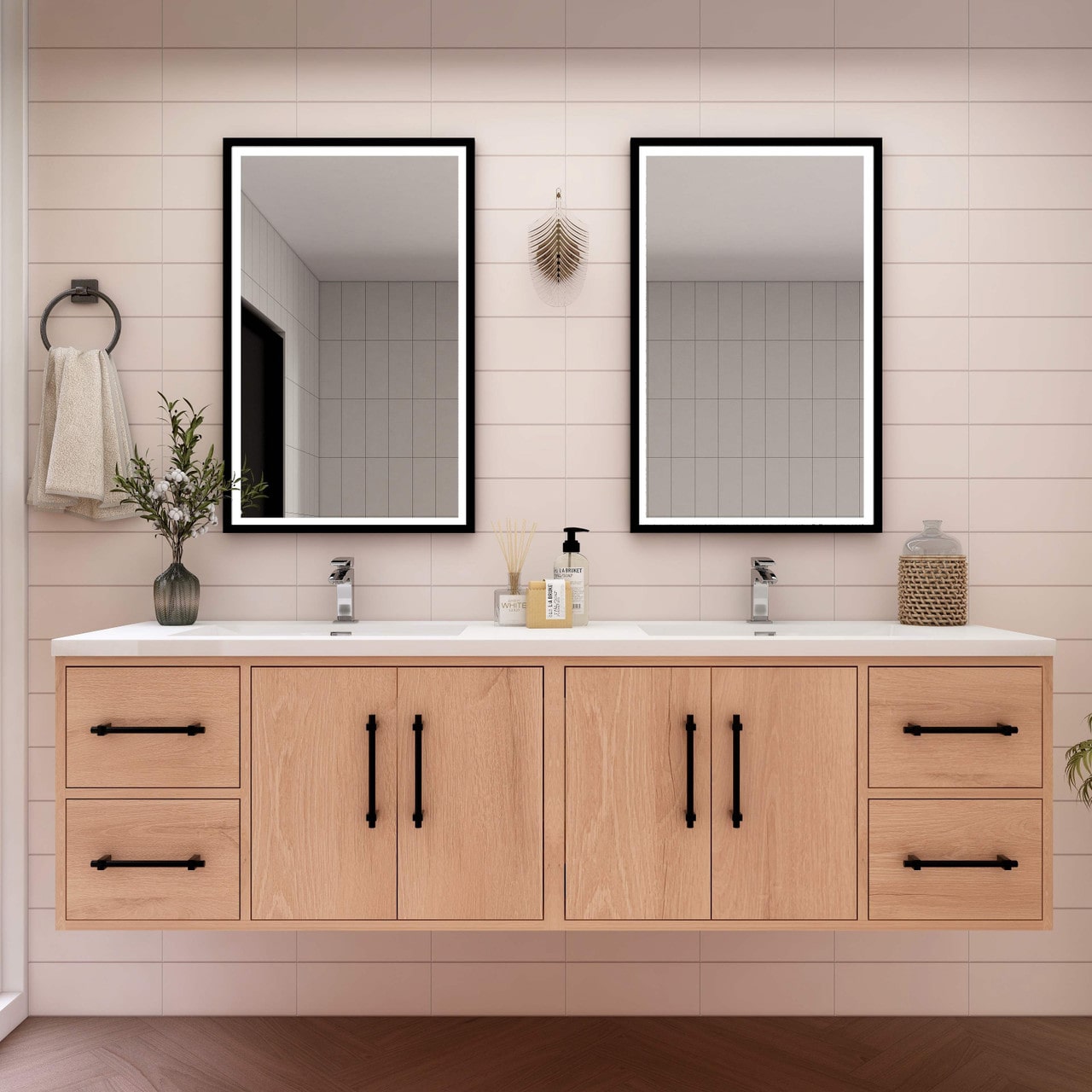 Victoria 72" Wall Mounted Vanity with Double Sink