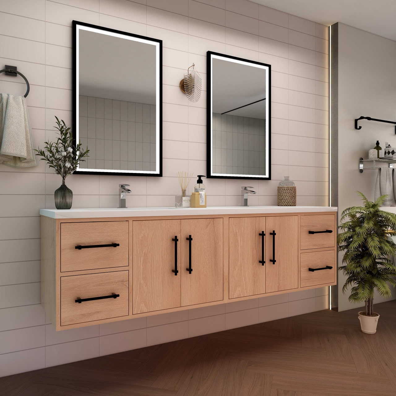 Victoria 72" Wall Mounted Vanity with Double Sink