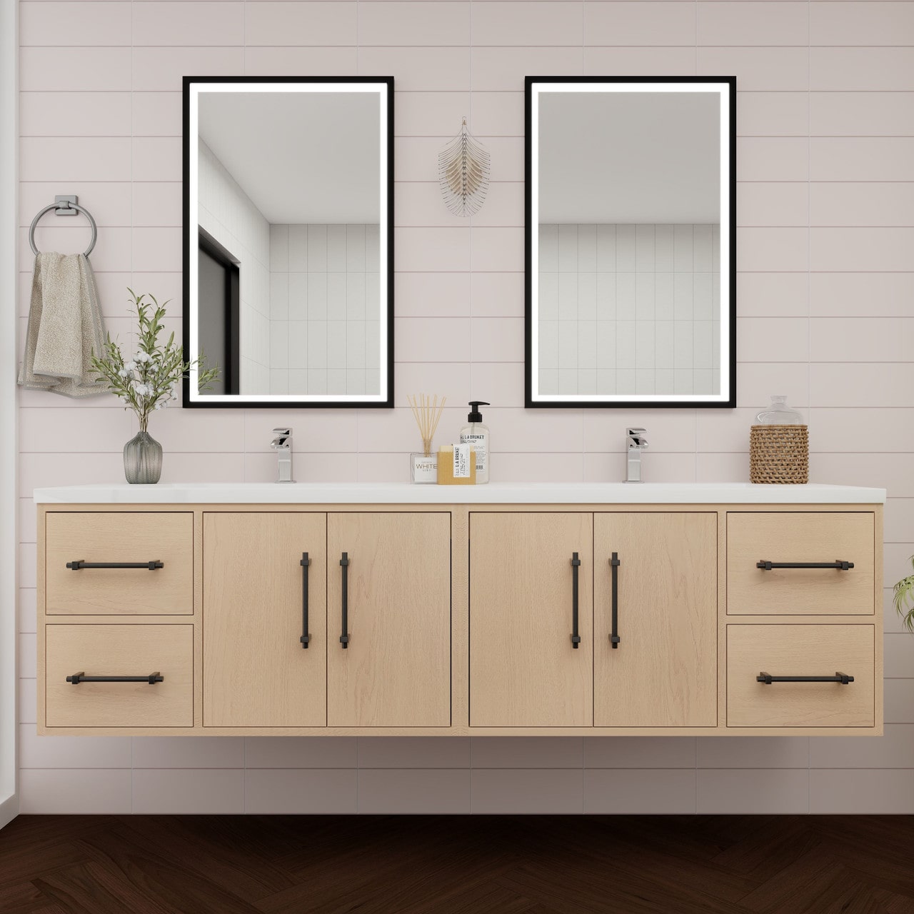 Victoria 72" Wall Mounted Vanity with Double Sink