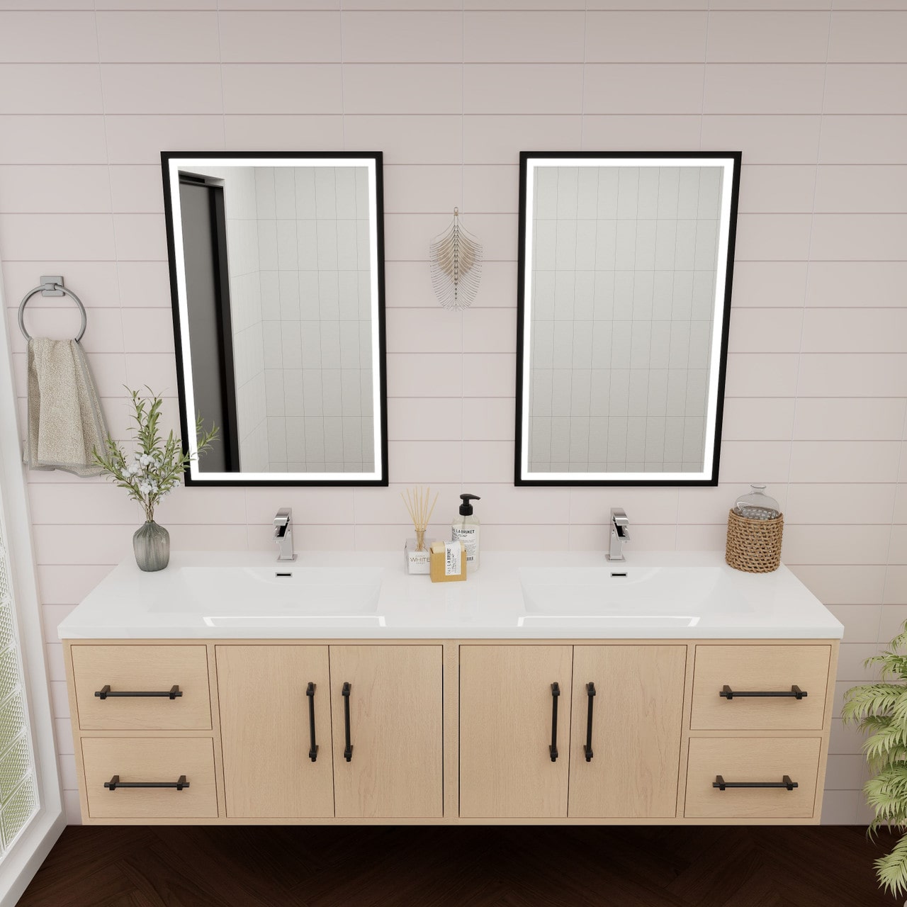 Victoria 72" Wall Mounted Vanity with Double Sink