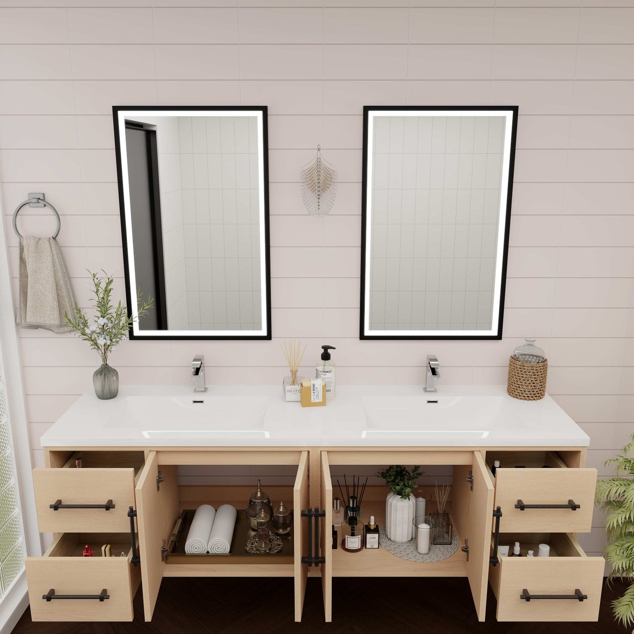 Victoria 72" Wall Mounted Vanity with Double Sink