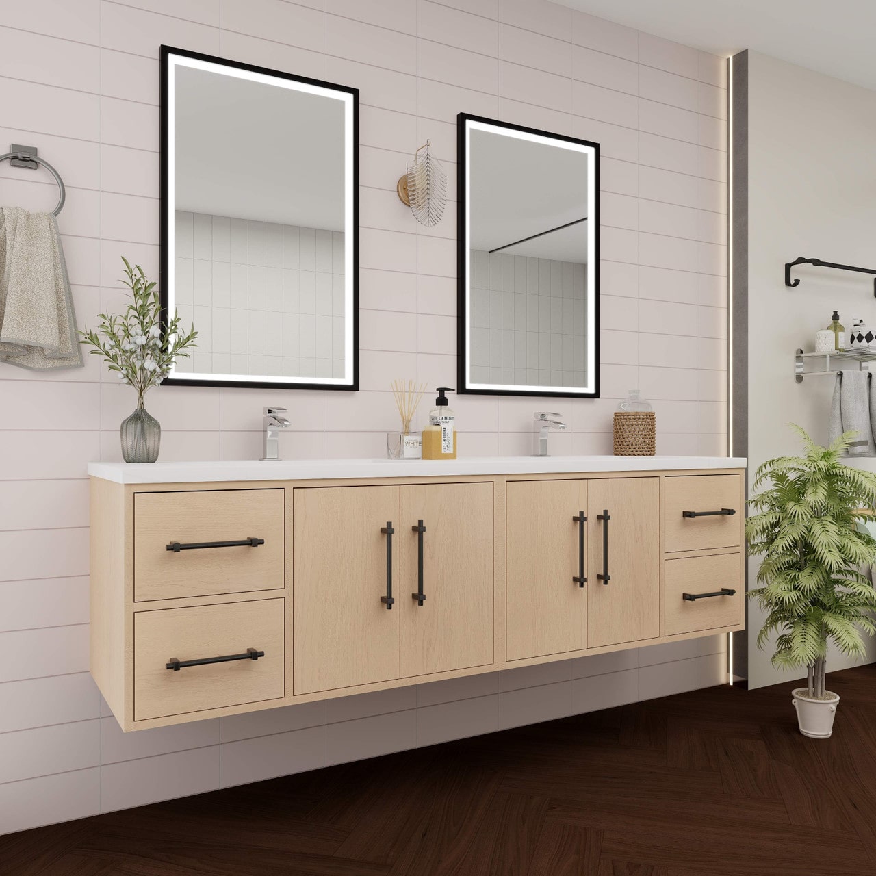 Victoria 72" Wall Mounted Vanity with Double Sink