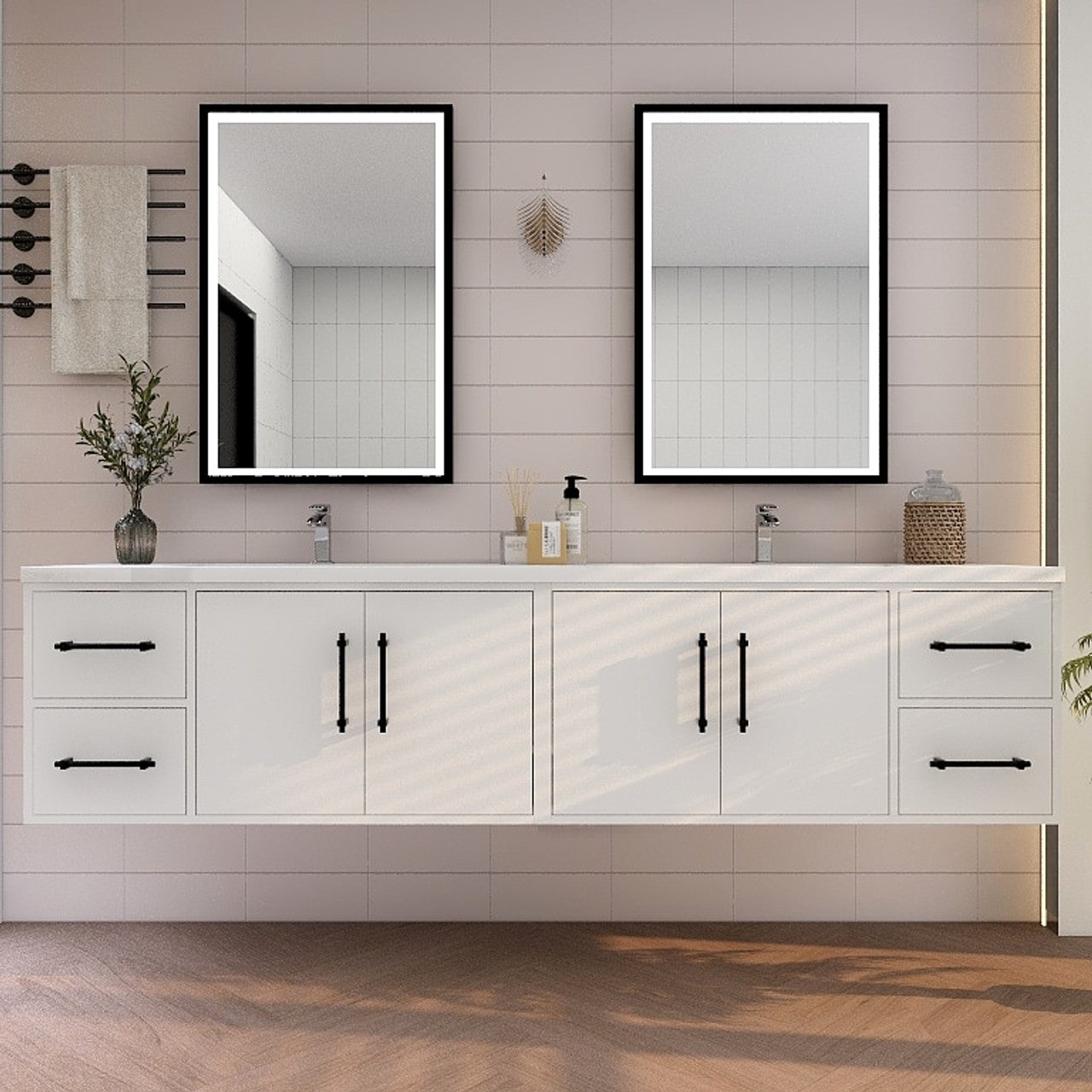 Victoria 84" Wall Mounted Vanity with Double Sink