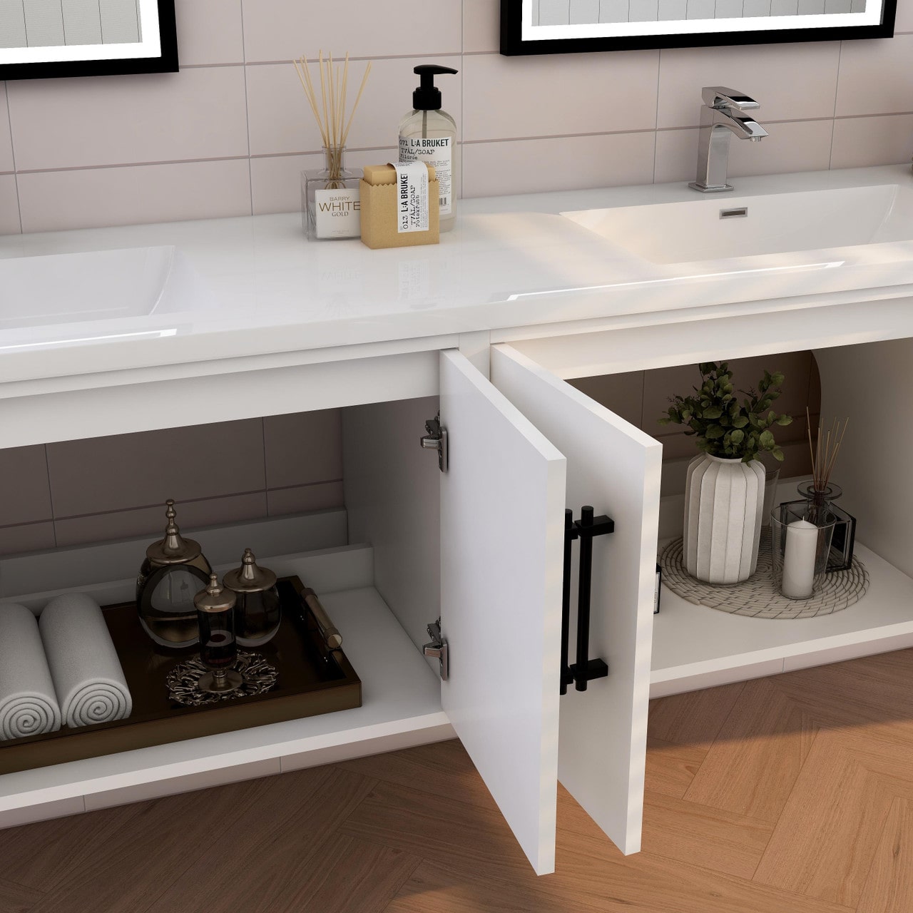 Victoria 84" Wall Mounted Vanity with Double Sink