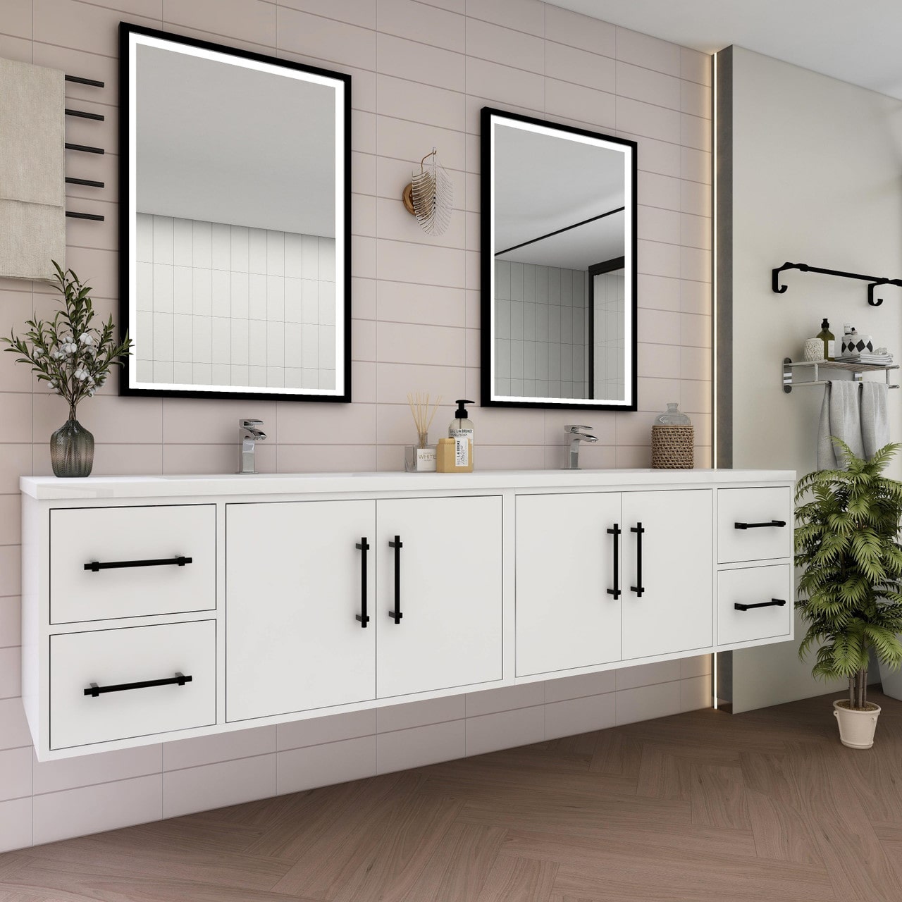 Victoria 84" Wall Mounted Vanity with Double Sink