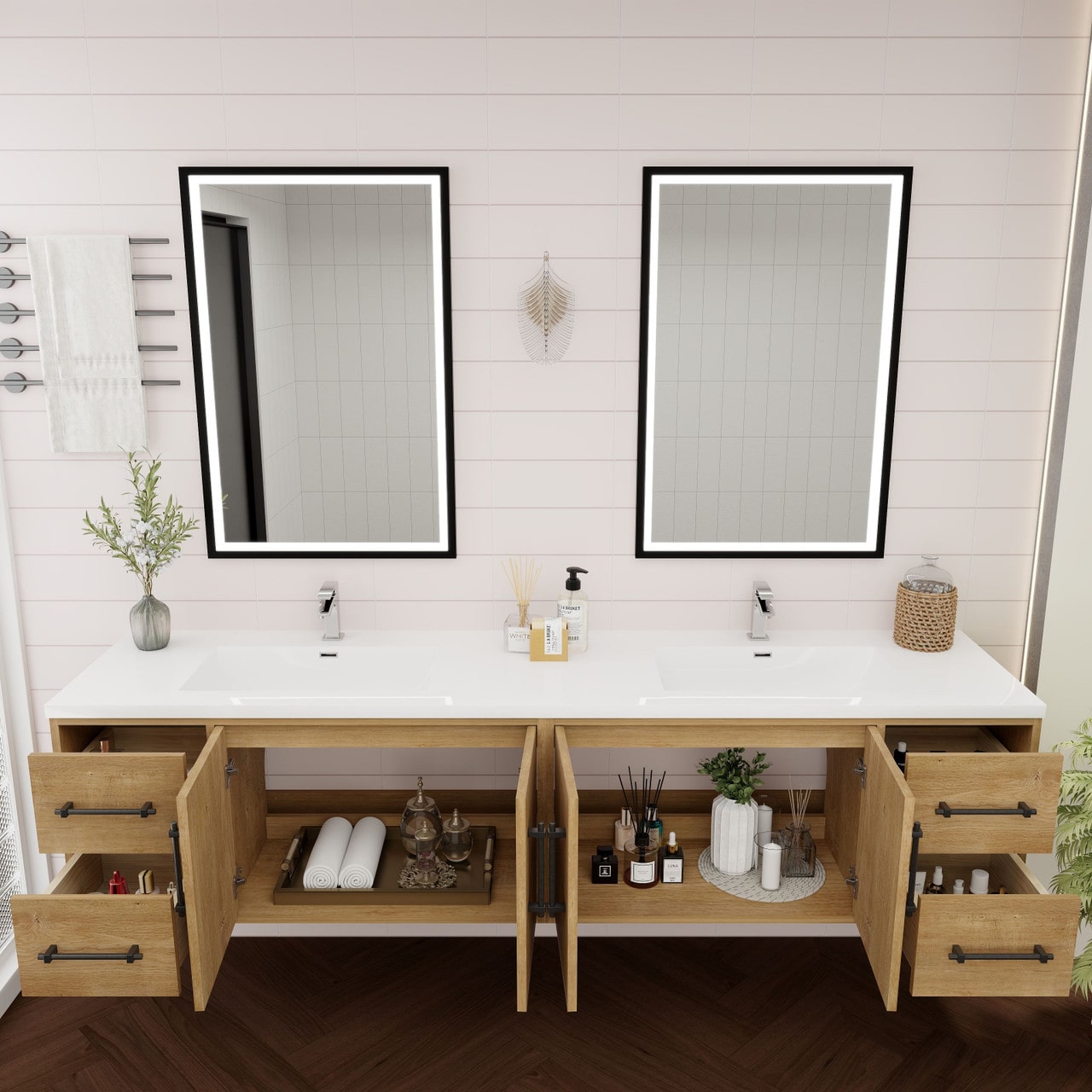 Victoria 84" Wall Mounted Vanity with Double Sink