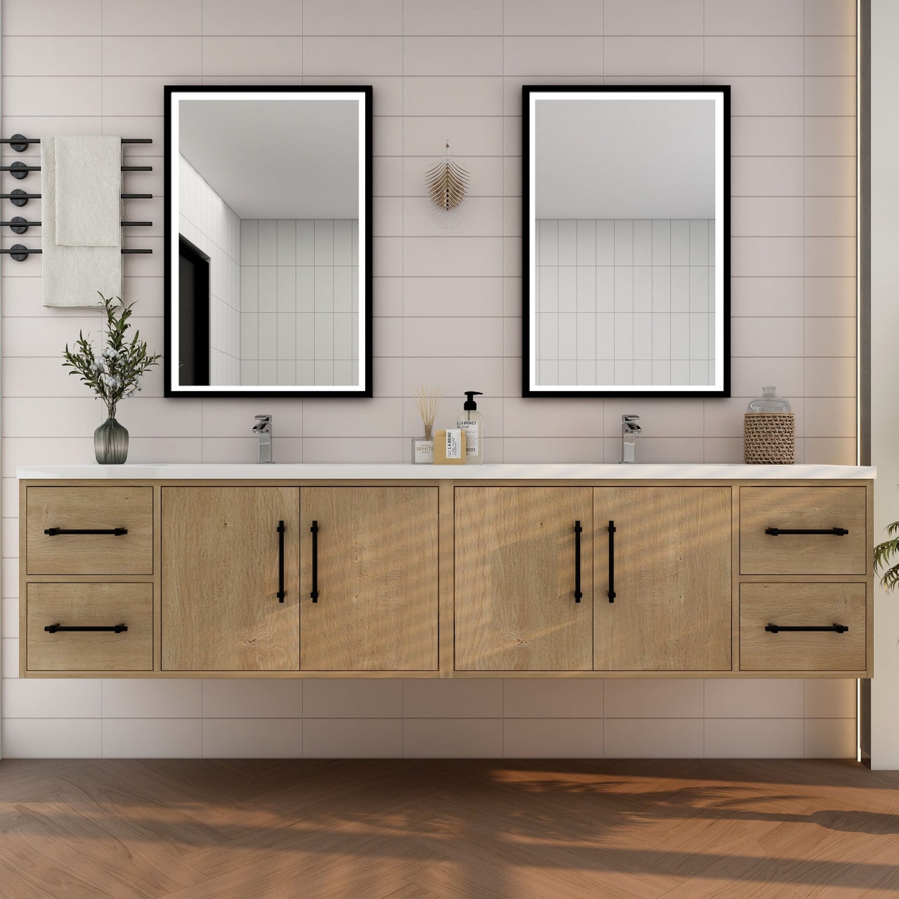 Victoria 84" Wall Mounted Vanity with Double Sink