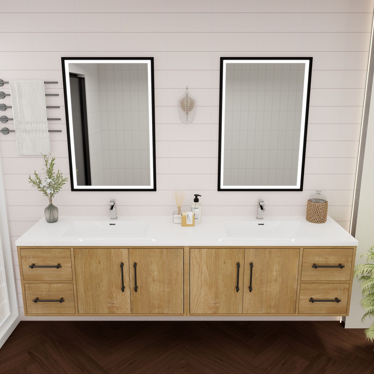 Victoria 84" Wall Mounted Vanity with Double Sink