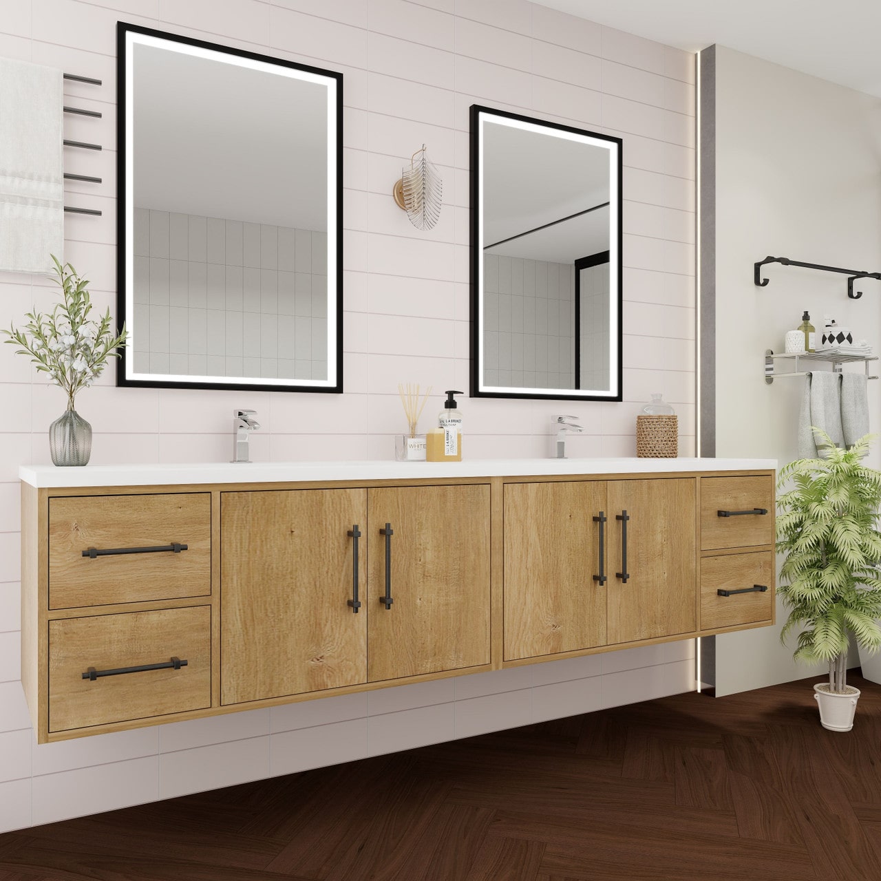 Victoria 84" Wall Mounted Vanity with Double Sink