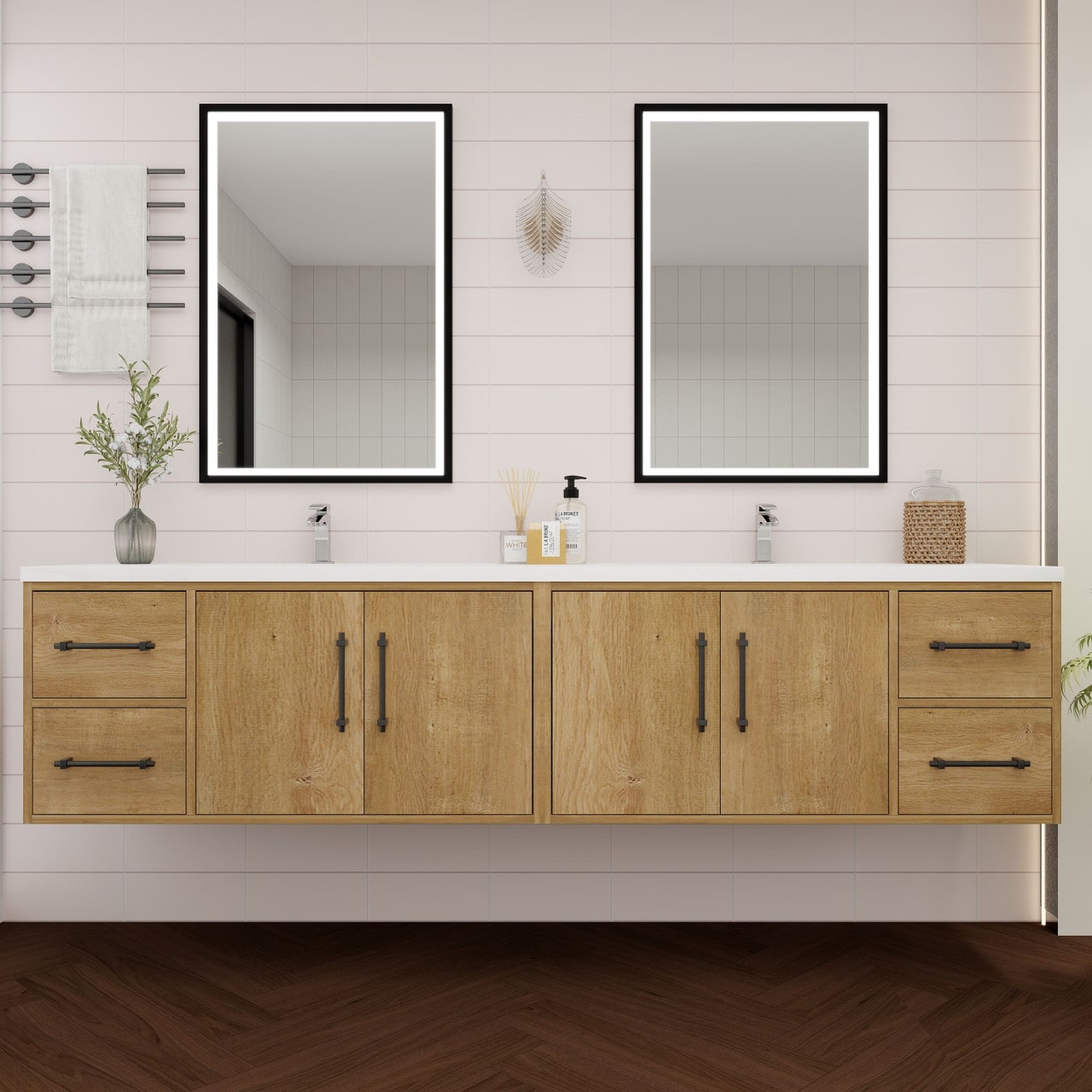 Victoria 84" Wall Mounted Vanity with Double Sink