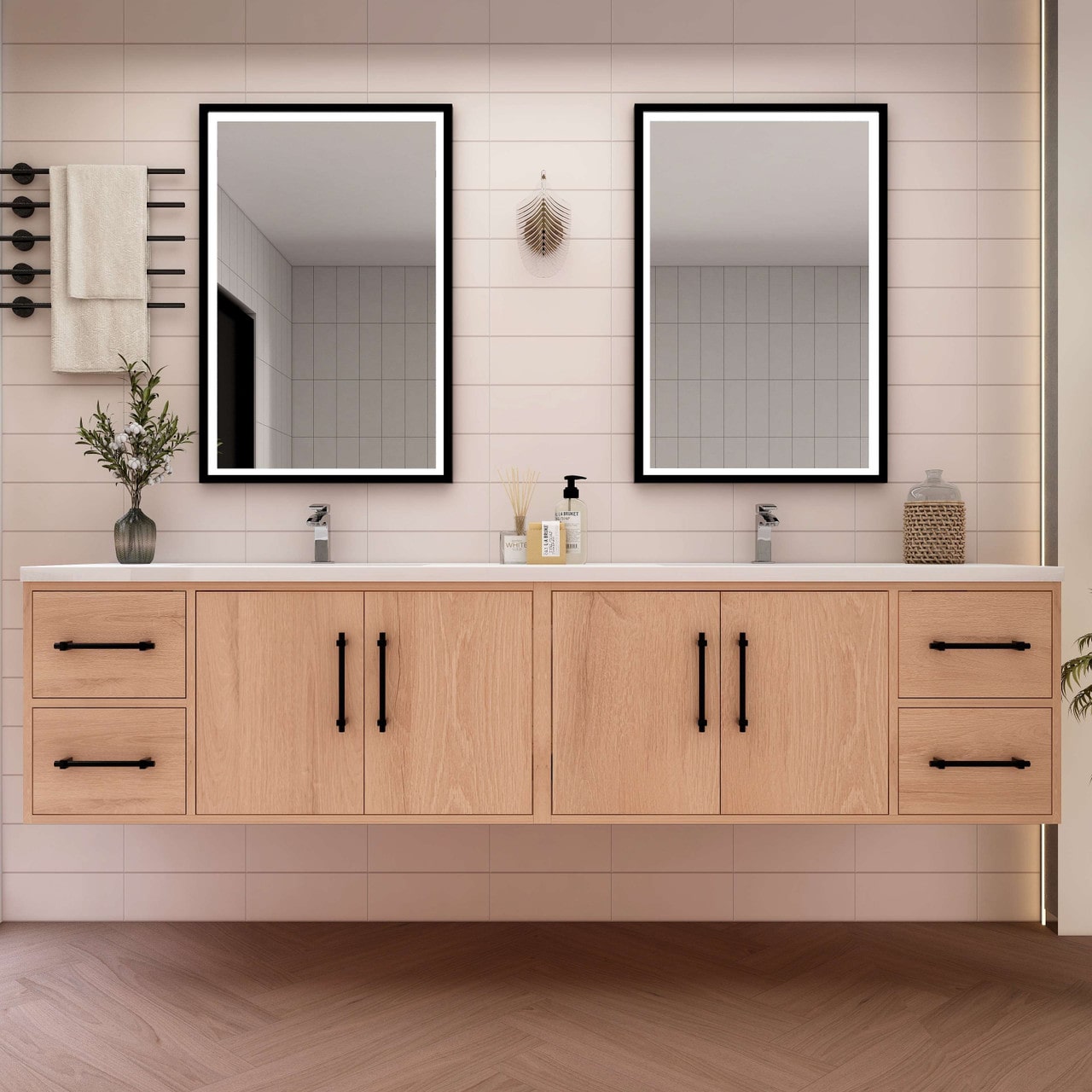 Victoria 84" Wall Mounted Vanity with Double Sink