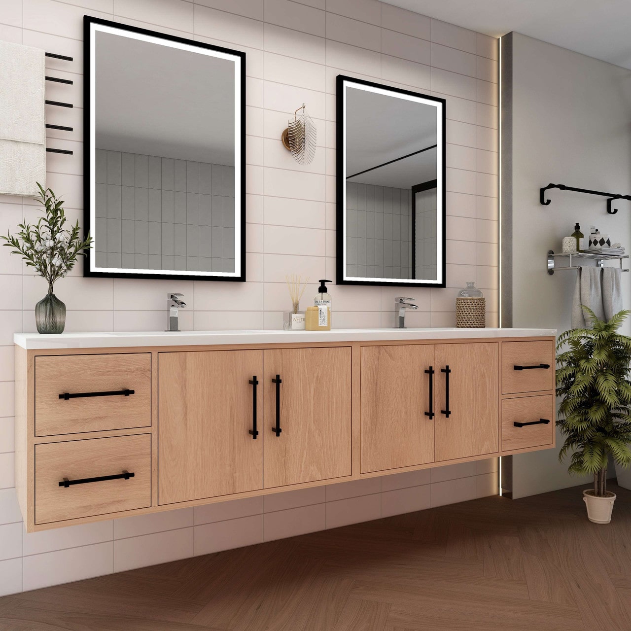 Victoria 84" Wall Mounted Vanity with Double Sink