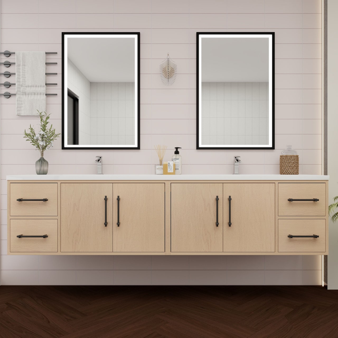 Victoria 84" Wall Mounted Vanity with Double Sink