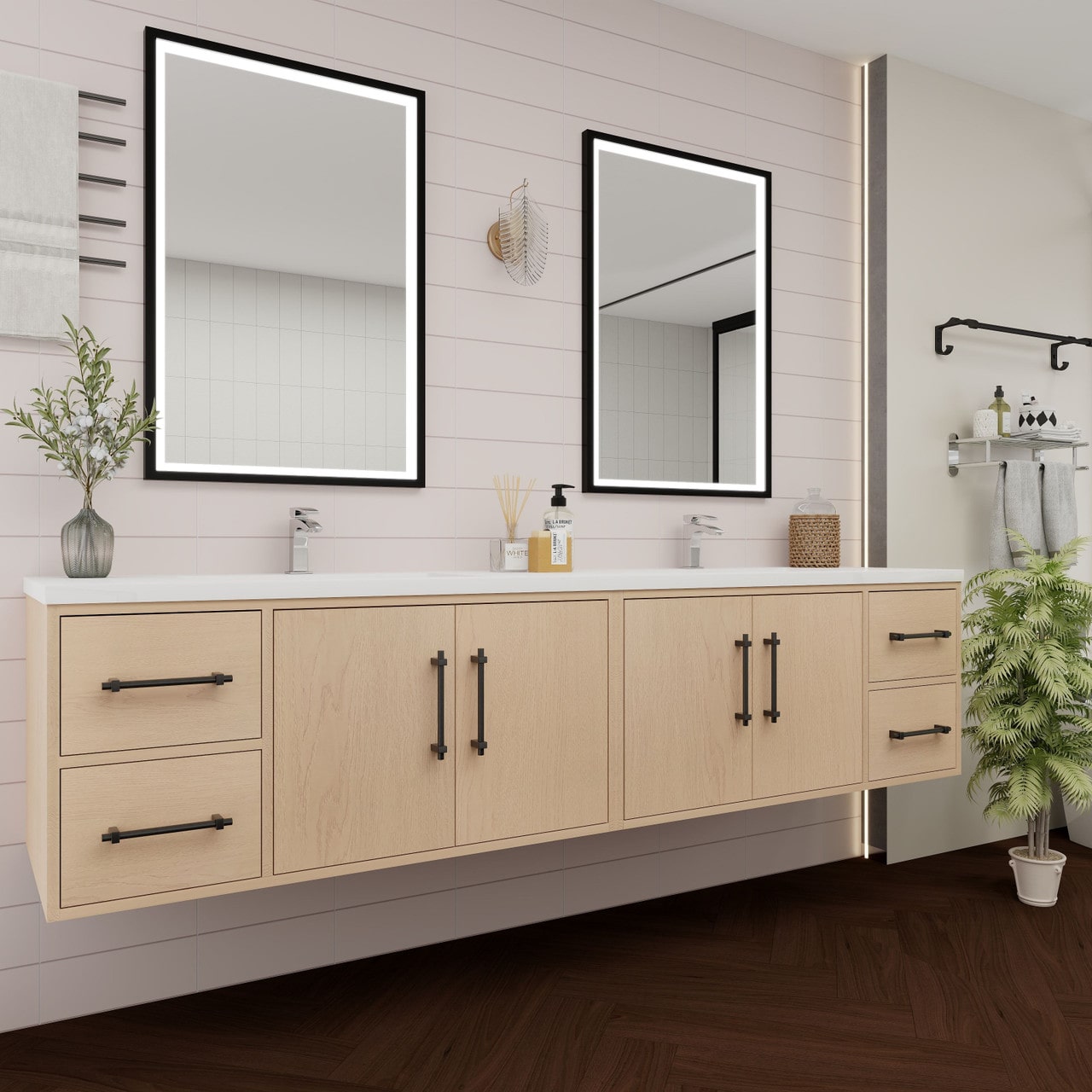 Victoria 84" Wall Mounted Vanity with Double Sink