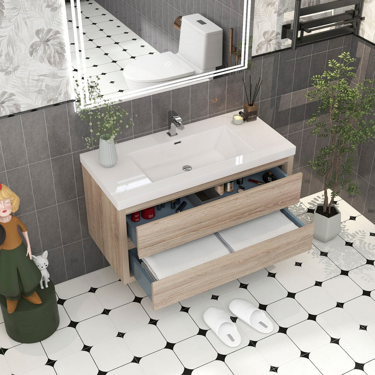 Louis 42" Modern Wall-Mounted Vanity