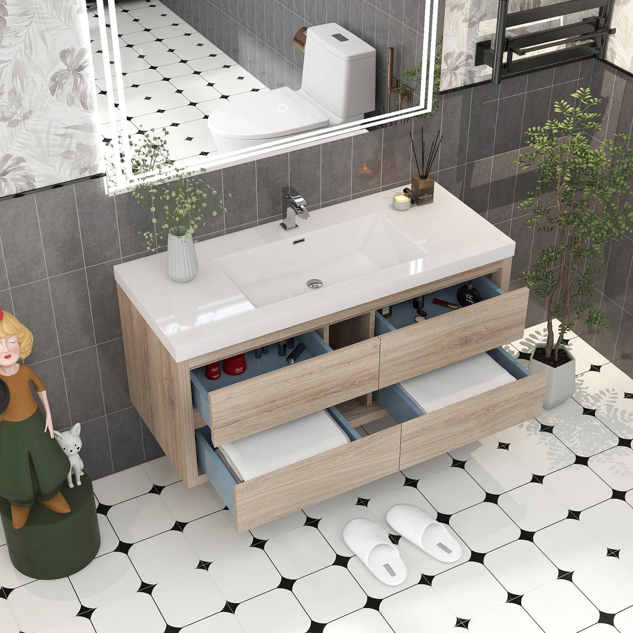 Louis 48" Modern Wall-Mounted Vanity