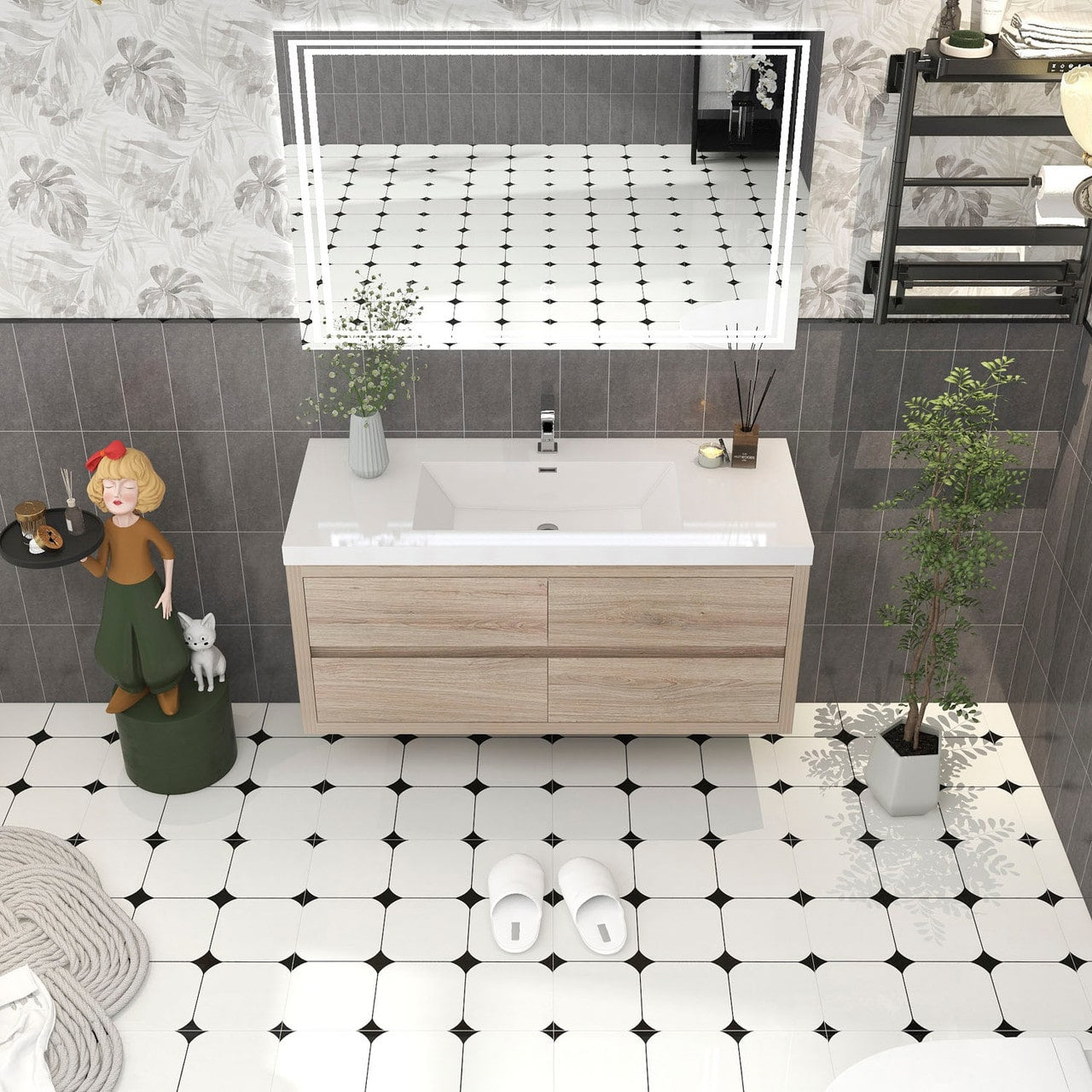 Louis 48" Modern Wall-Mounted Vanity