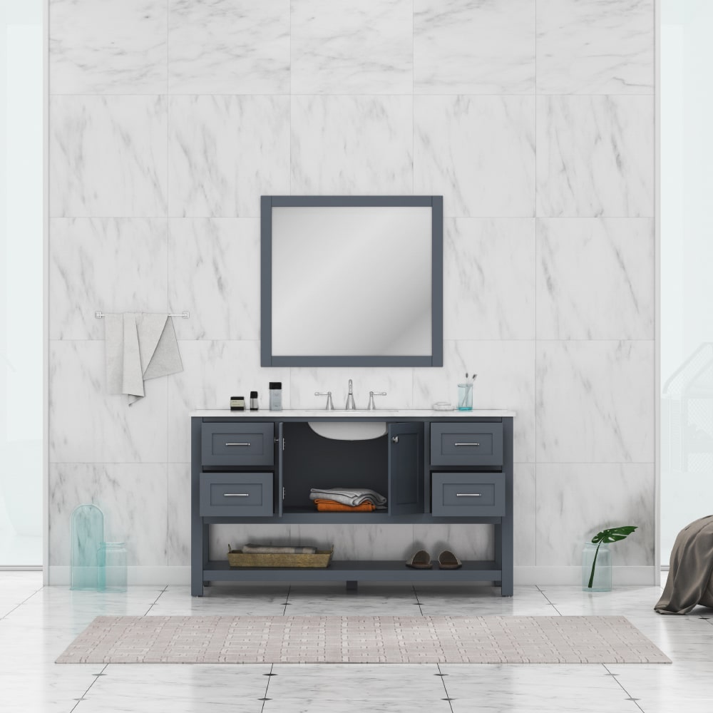 Wilmington 60" Single Bathroom Vanity With Carrera Marble Top - Contemporary Bathroom Vanity