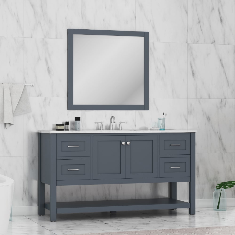 Wilmington 60" Single Bathroom Vanity With Carrera Marble Top - Contemporary Bathroom Vanity