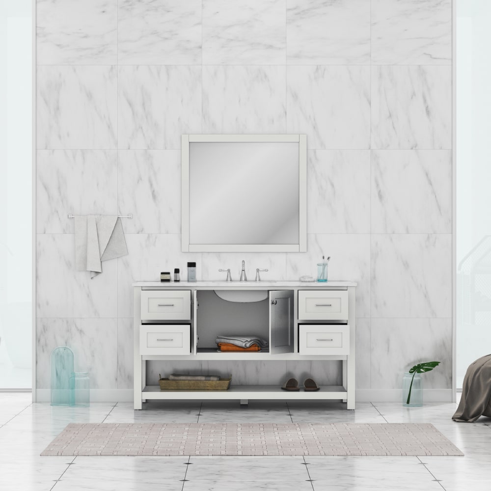 60" White Bathroom Vanity - Contemporary Bathroom Vanity