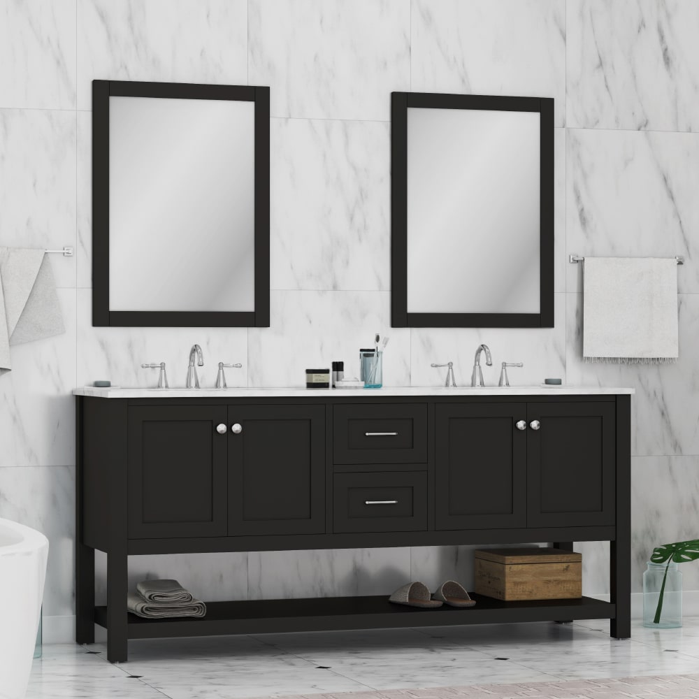 Wilmington 72" Double Vanity with Marble Top - Contemporary Bathroom Vanity