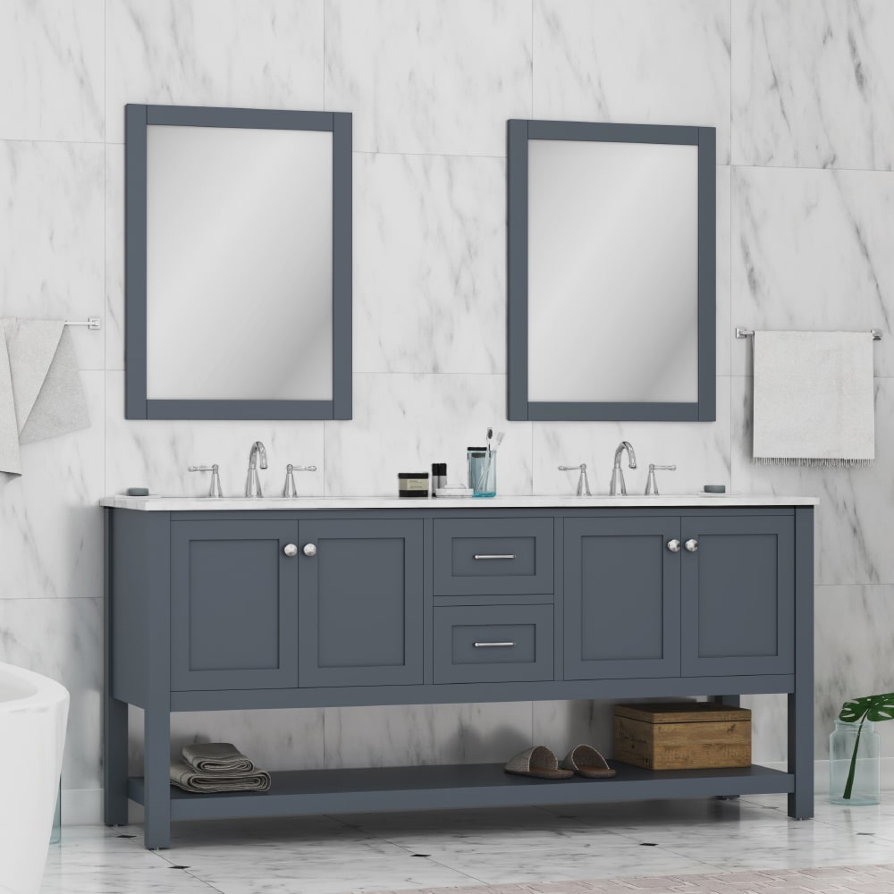 Wilmington 72" Grey Double Vanity with Top - Contemporary Bathroom Vanity