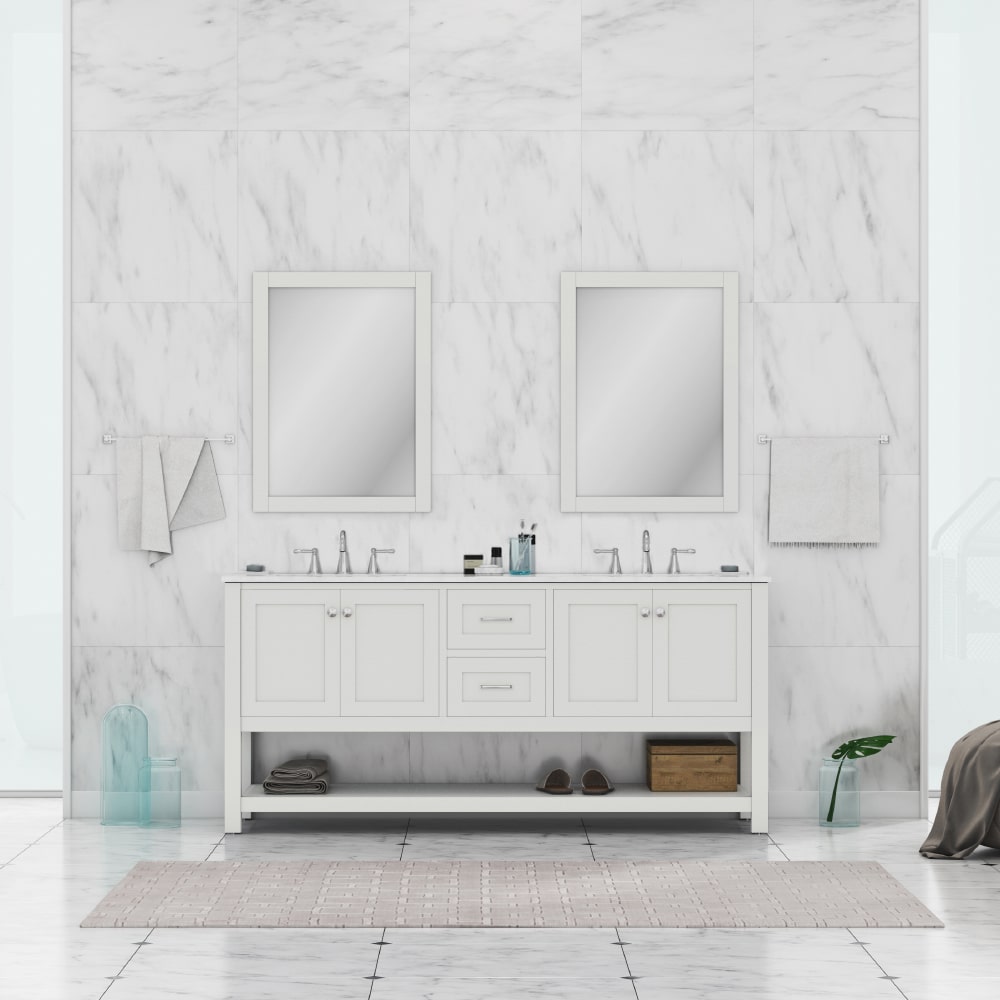 Wilmington 72" White Double Vanity - Contemporary Bathroom Vanity