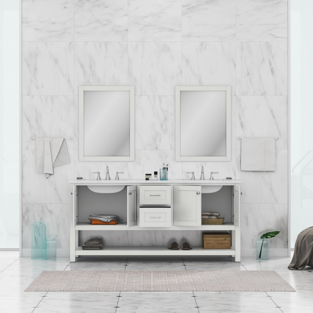 Wilmington 72" White Double Vanity - Contemporary Bathroom Vanity