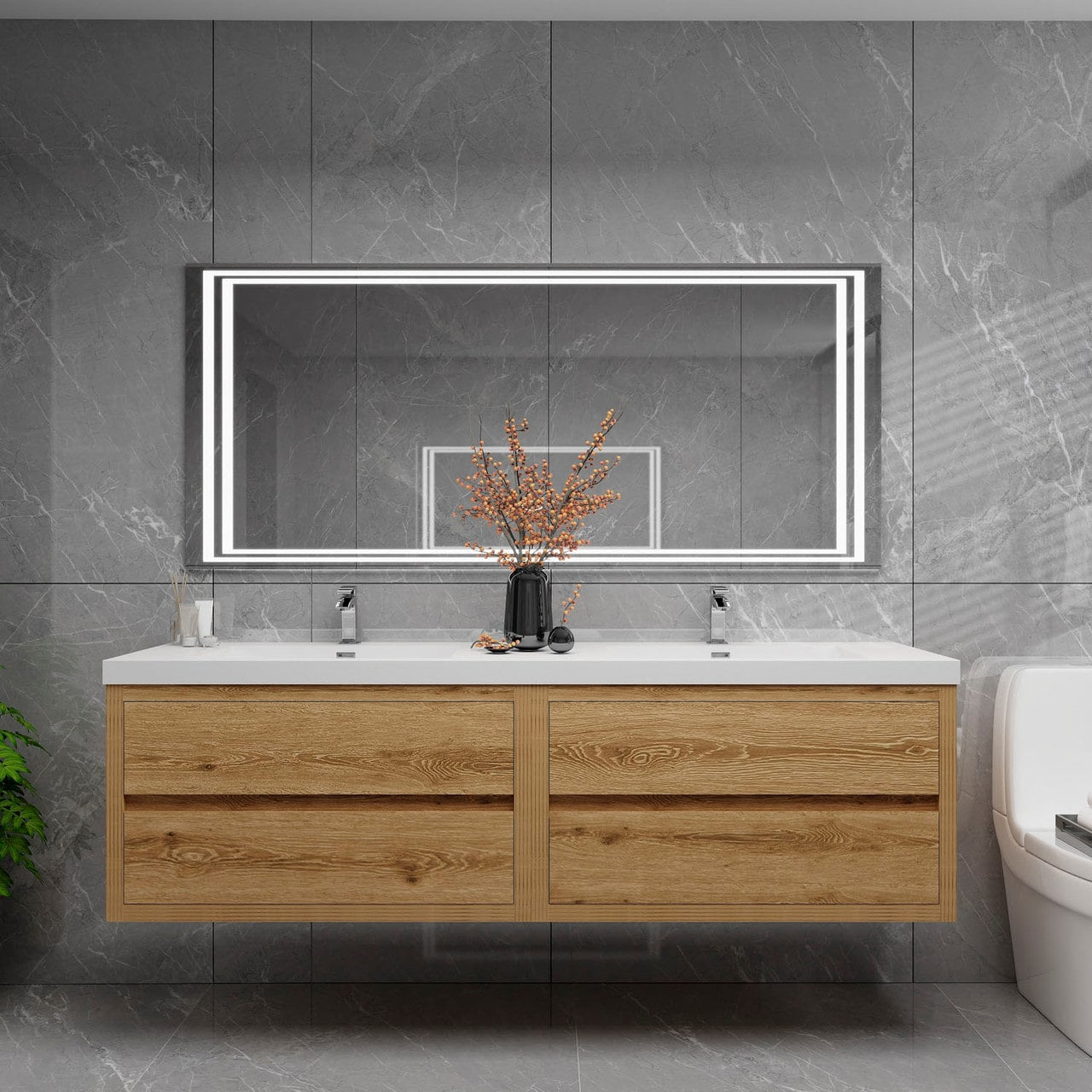 Louis 72" Modern Wall-Mounted with Double Sink