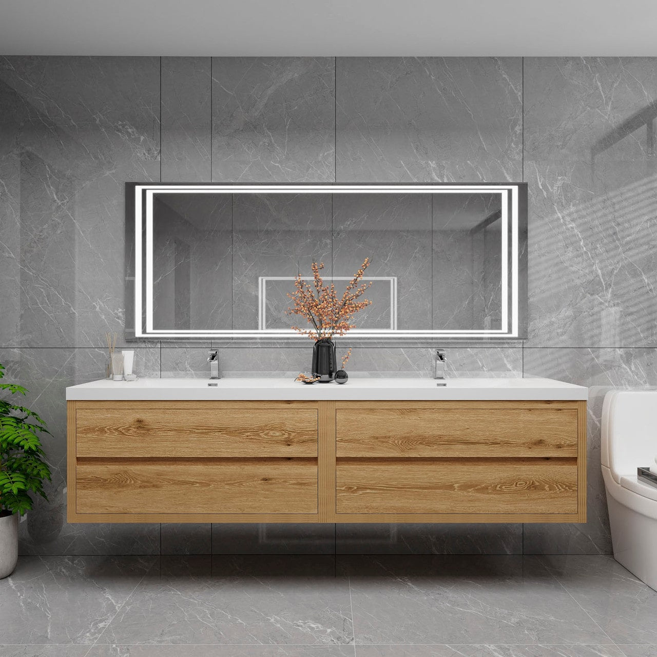 Louis 84" Modern Wall-Mounted with Double Sink
