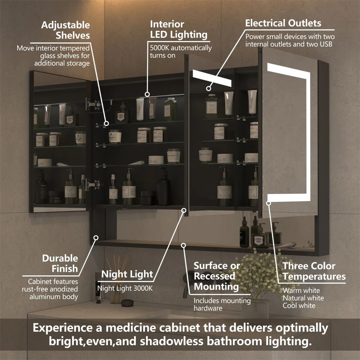 Ample 48" x 32" LED Medicine Cabinet