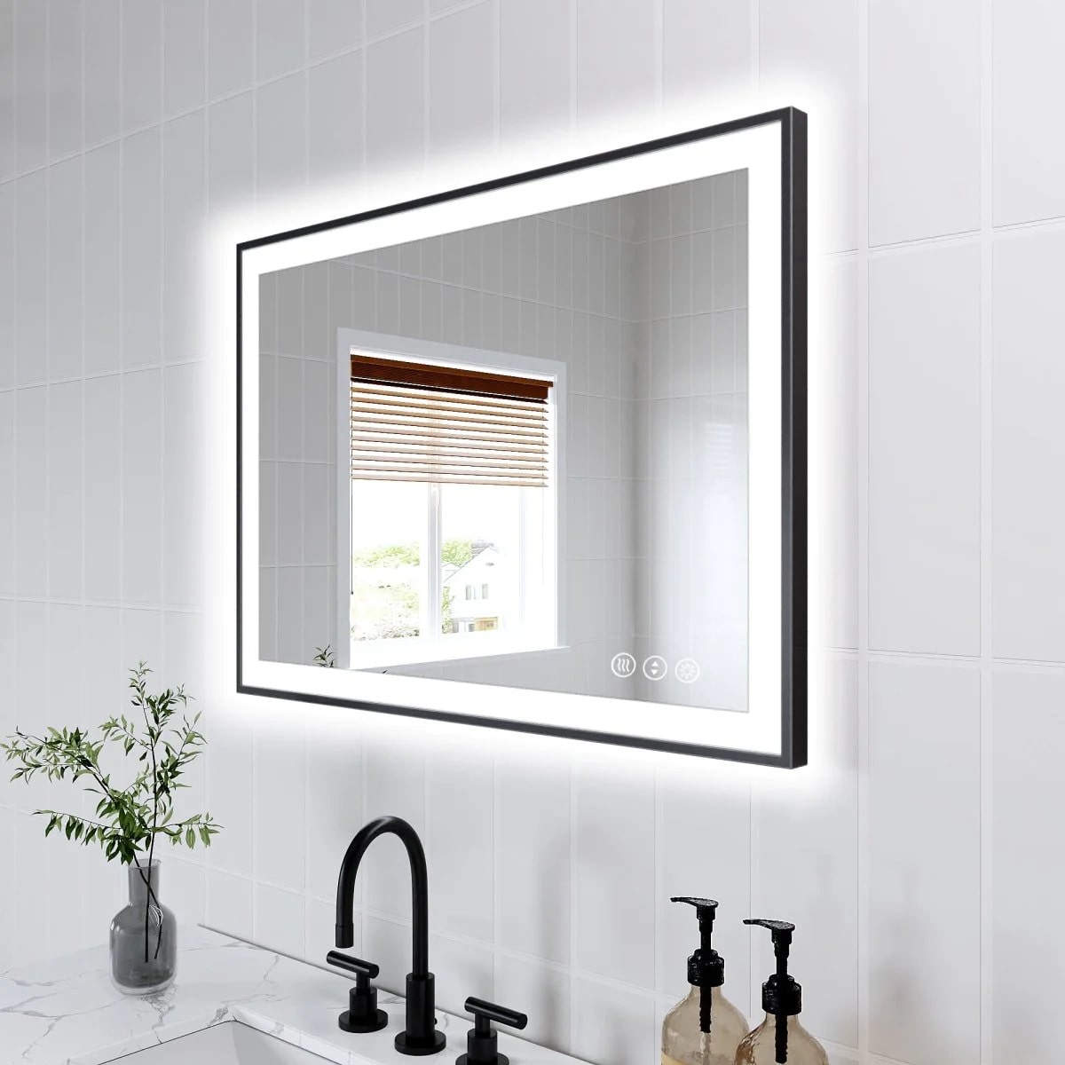 Apex-Noir 20"x 28" Framed LED Mirror