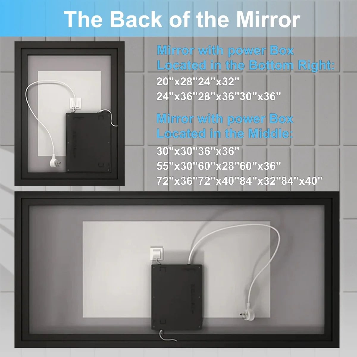 Apex-Noir 20"x 28" Framed LED Mirror