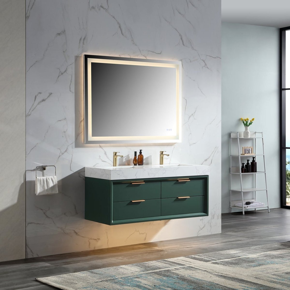 Glam 48" Modern Floating Bathroom Vanity Double Countertop - Luxury Bathroom Vanity