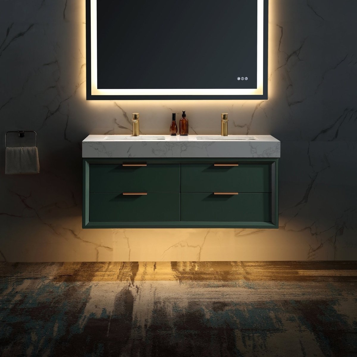 Glam 48" Modern Floating Bathroom Vanity Double Countertop - Luxury Bathroom Vanity