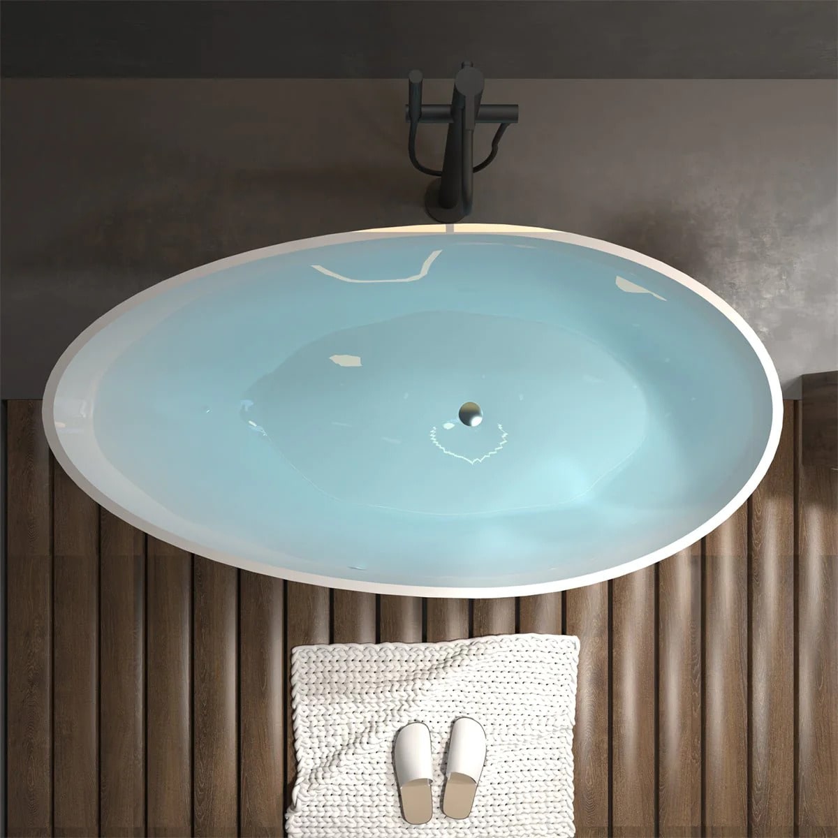 Egg Shaped 59" Bathtub - Solid Surface & Free Standing
