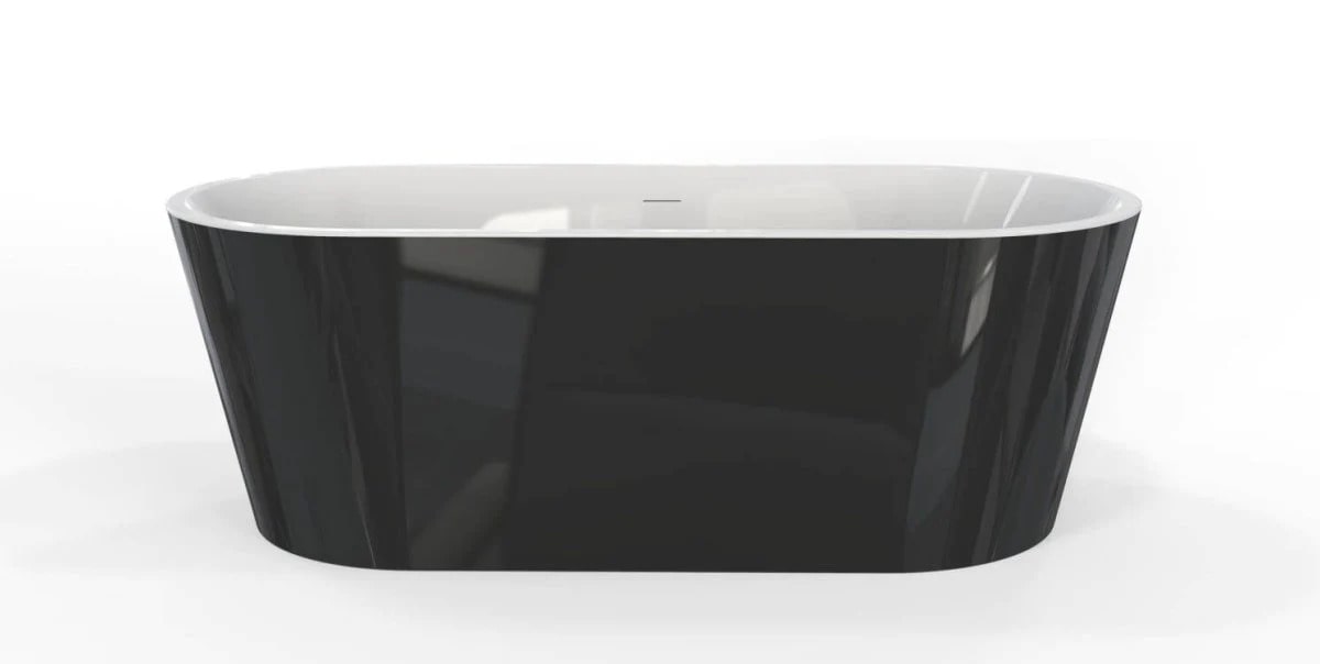 60" Black Acrylic Freestanding Anti-Slip Bathtub