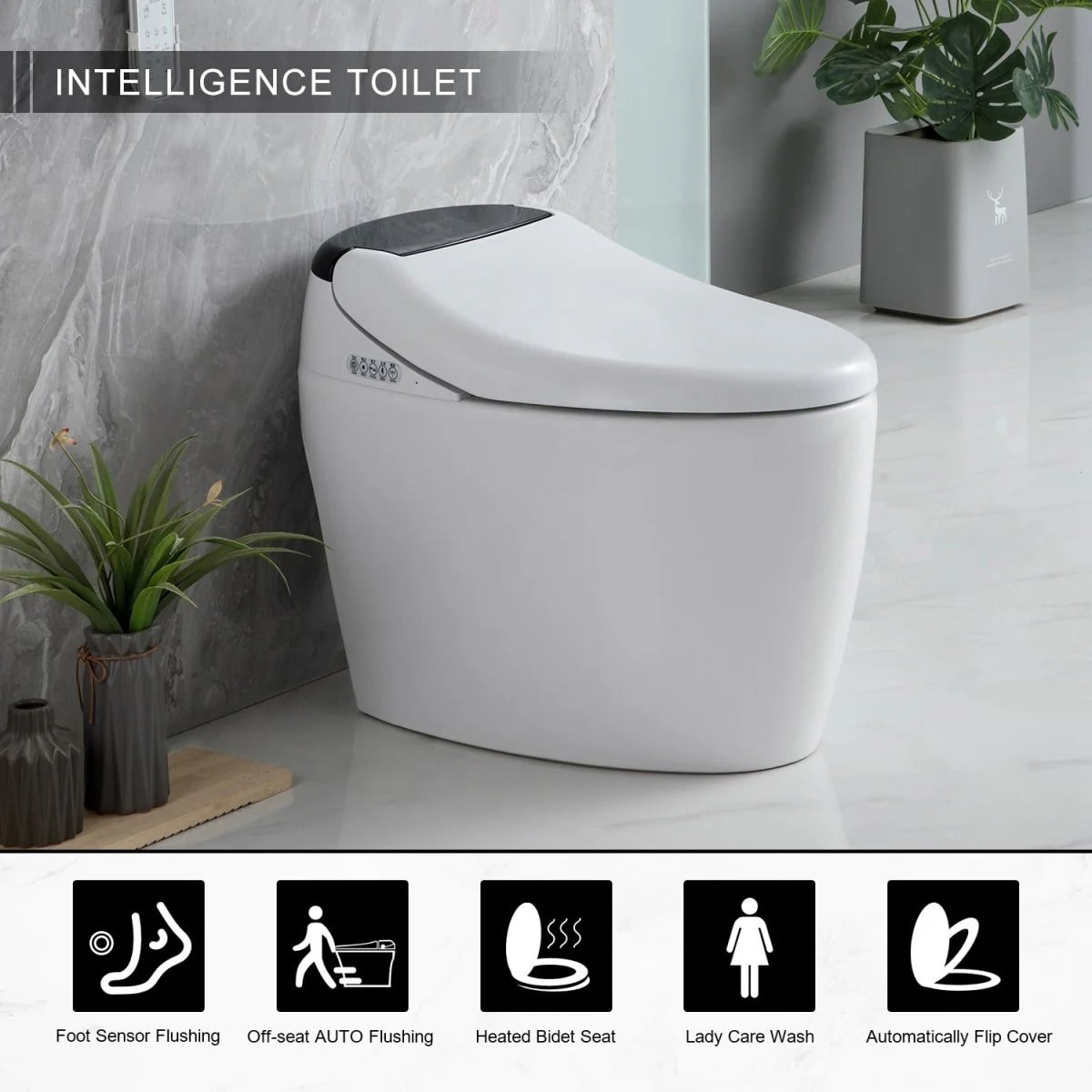 Luxury Self Cleaning Bidet Toilet with Remote Control