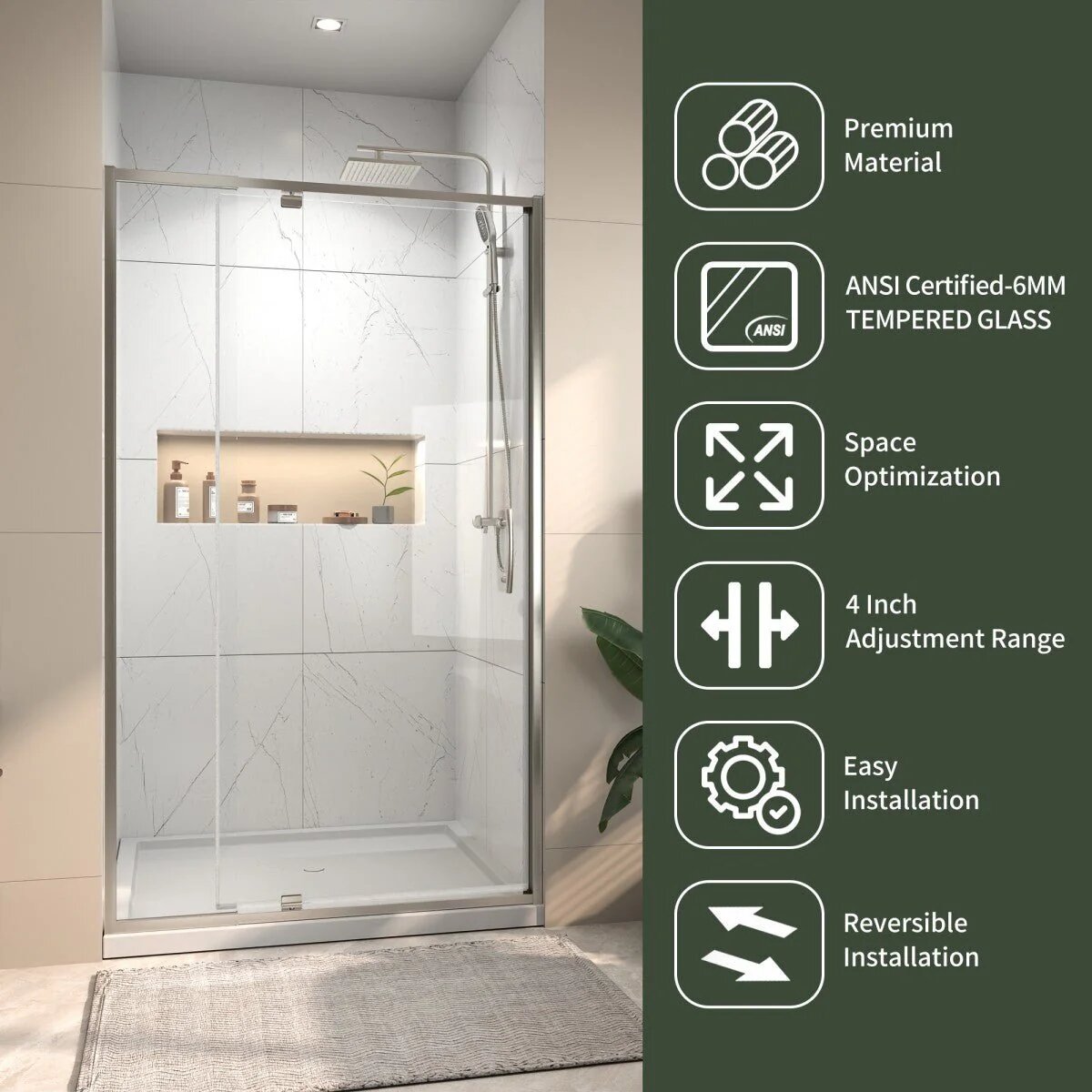 Flexi 38-42" Pivot Shower Door