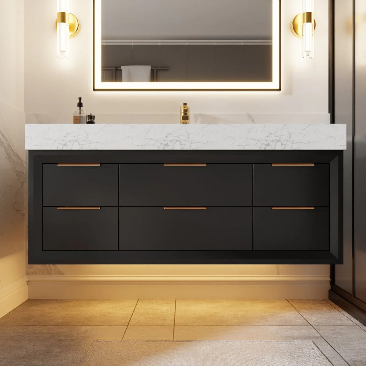 Glam 48" Bathroom Vanity Stone Countertop