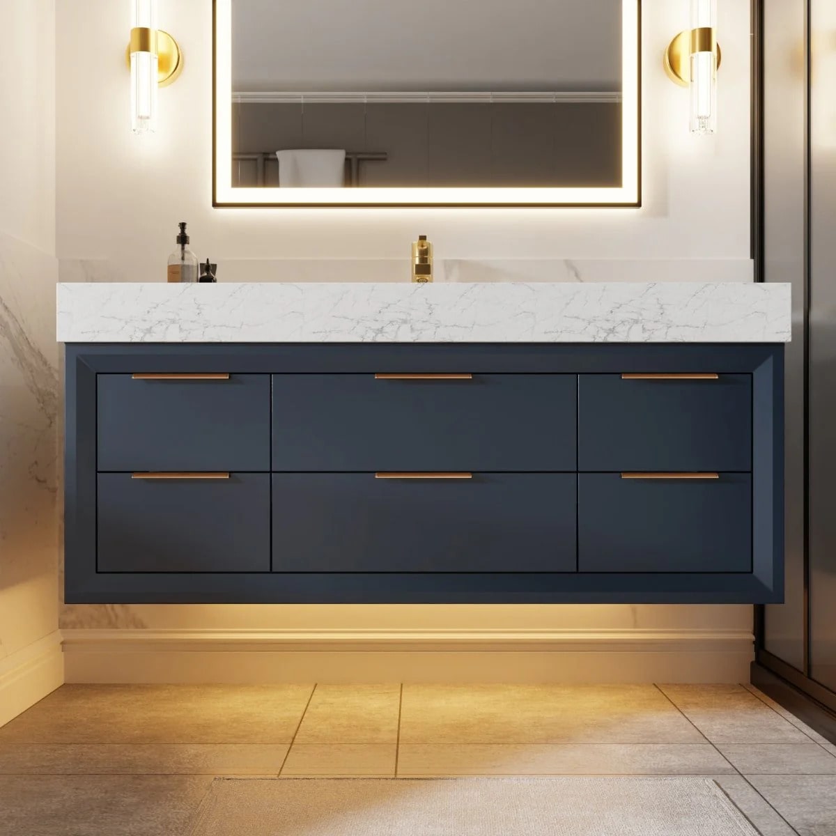 Glam 48" Bathroom Vanity Stone Countertop