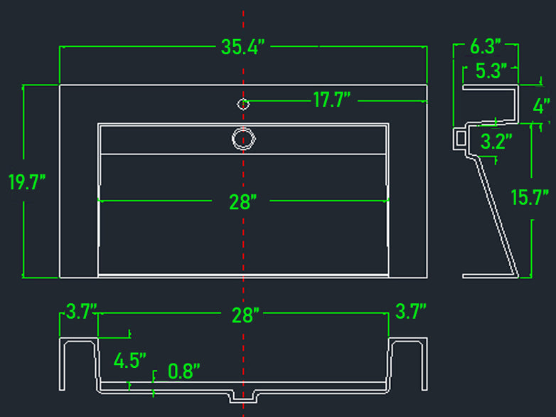 FELIX 36'' Acrylic Single Sink Top