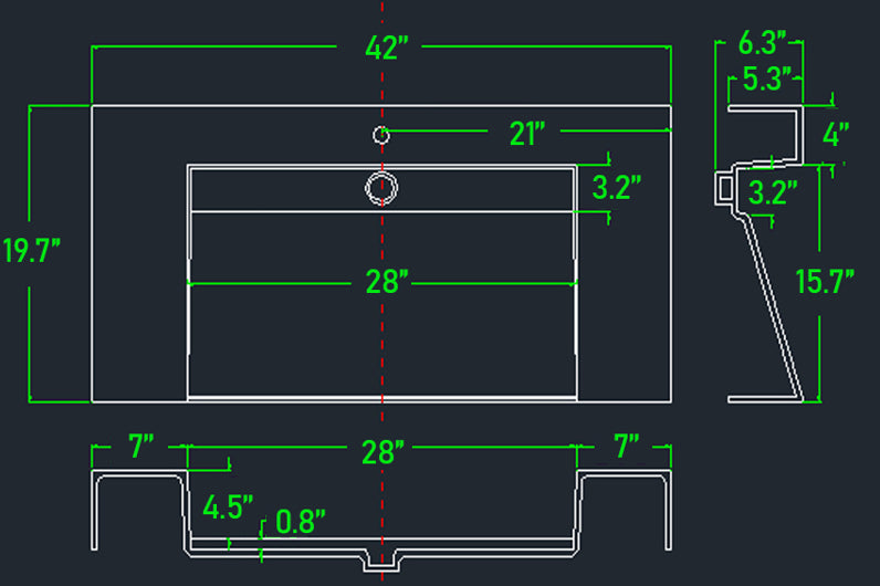 FELIX 42'' Acrylic Single Sink Top