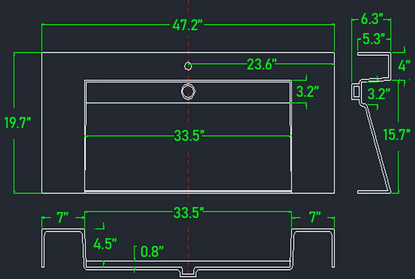 FELIX 48'' Acrylic Single Sink Top